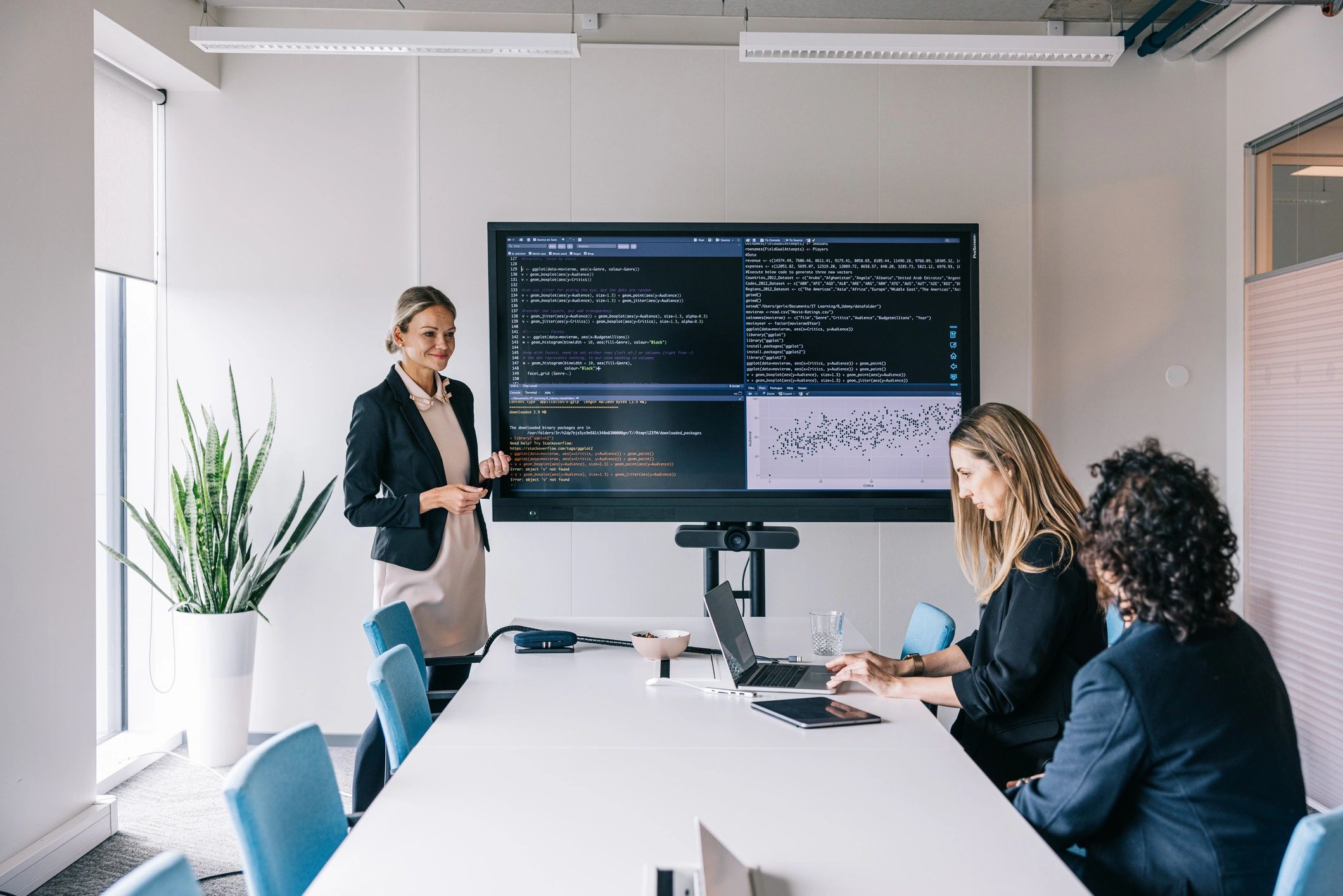 Software developers collaborating during a strategy meeting